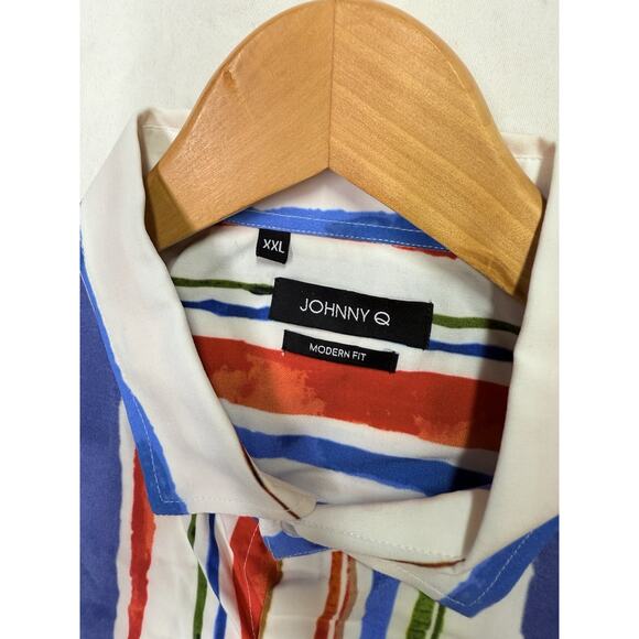 Johnny Q Modern Fit Button Down Shirt Striped Multicolor Mens Size XXL - Picture 2 of 7